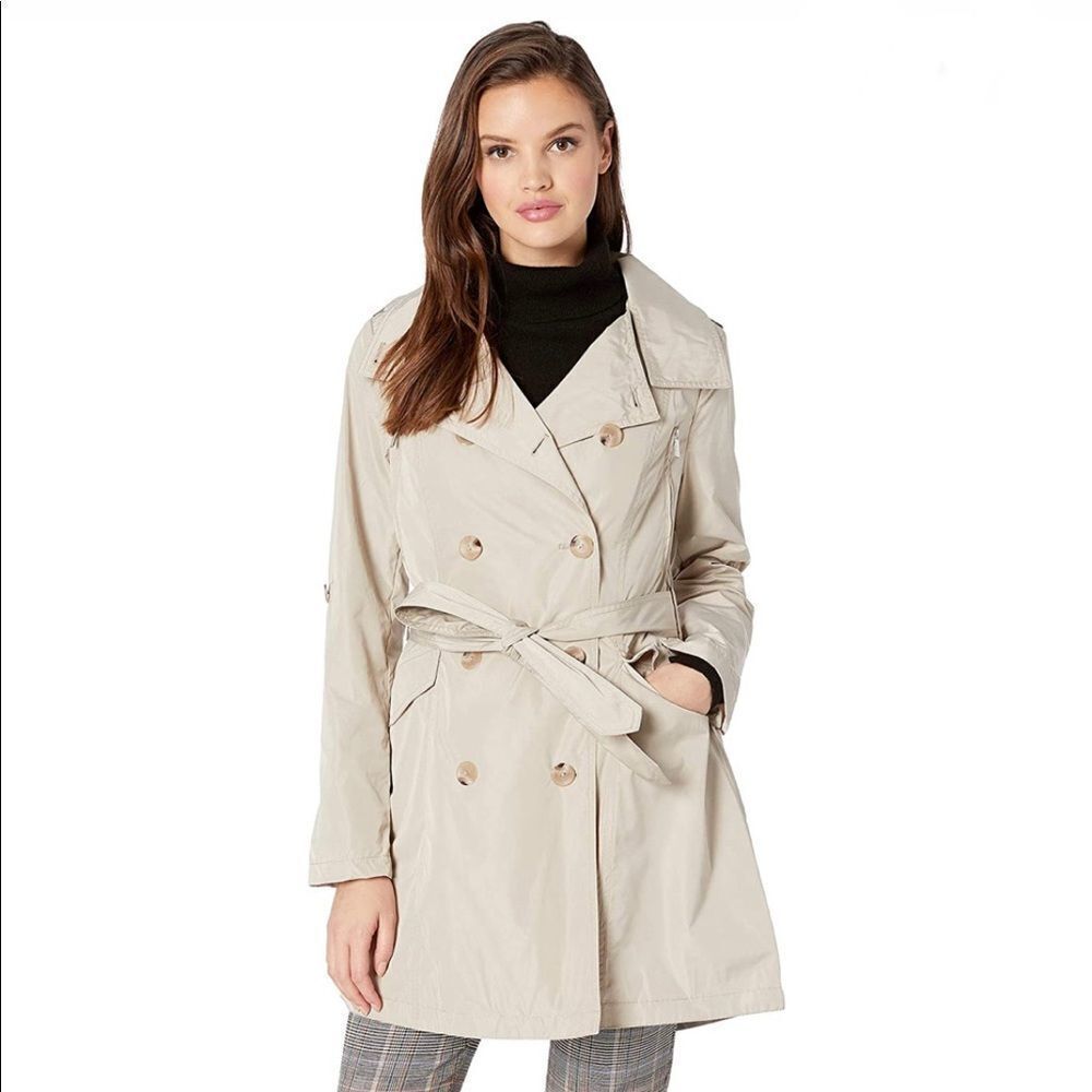 French Connection Drape Back Belted Trench Coat Palm Sand plus size 3X NWT